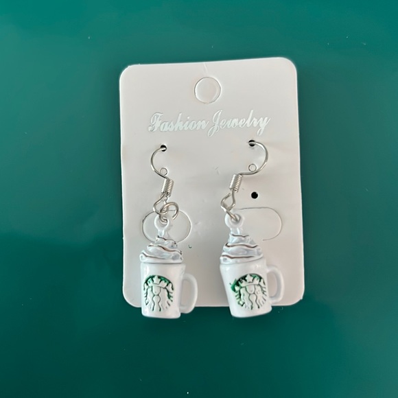 Drop Earrings Cappucino Earrings Coffee Earrings Starbucks 1.5" in. - Picture 3 of 7